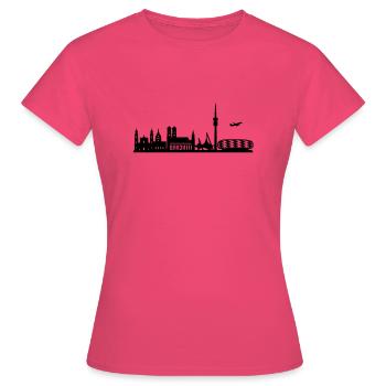 Skyline Munich - T-shirt Femme - rose azalée - Devant - AI Model Female 172 dark (172cm)