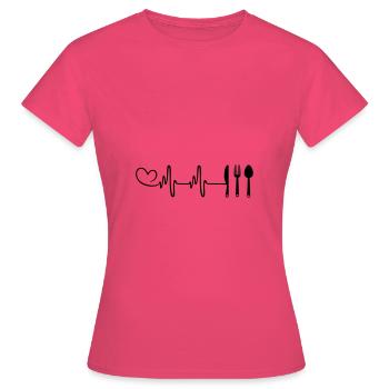 Fourchette Couverts Heartbeat - T-shirt Femme - rose azalée - Devant - AI Model Female 172 dark (172cm)