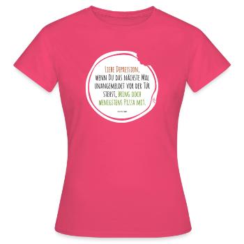 Pizza de dépression - T-shirt Femme - rose azalée - Devant - AI Model Female 172 dark (172cm)