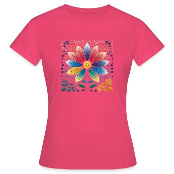 Art floral unique : graphique d’art floral coloré - T-shirt Femme - rose azalée - Devant - AI Model Female 172 dark (172cm)