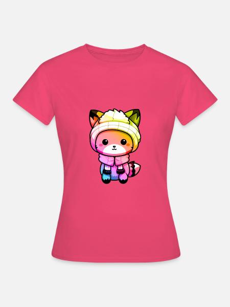 Fuchs Winter Tier Bunt Comic - Frauen T-Shirt - Azalea
