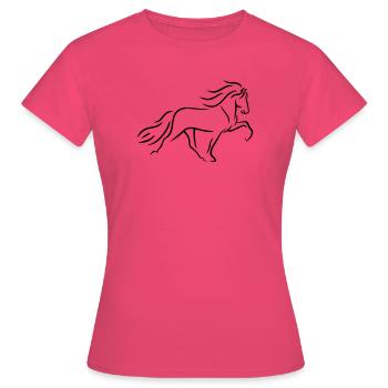 Tölter à cheval islandais en ligne - T-shirt Femme - rose azalée - Devant - AI Model Female 172 dark (172cm)