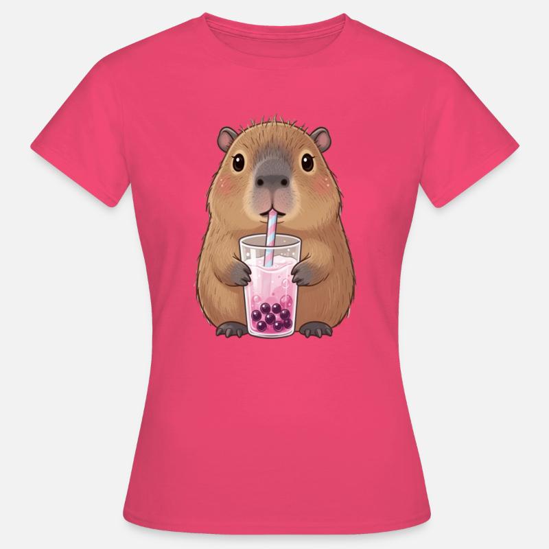 Cute Capybara Capybara with Bubble Tea - Women's T-Shirt - azalea