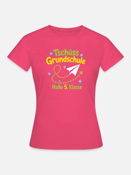 Tschüss Grundschule, Hallo 5. Klasse Papierflieger - Frauen T-Shirt - Azalea