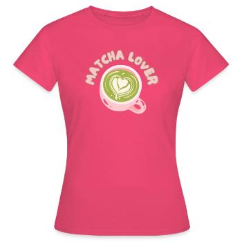 Matcha Liebhaber Tasse Herz Latte - Frauen T-Shirt - Azalea - Vorne - AI Model Female 172 dark (172cm)