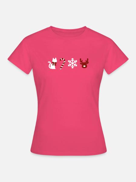Weihnachtskatze & Rentier - Frauen T-Shirt - Azalea