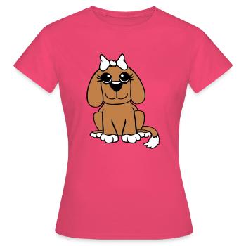 Dog Sitting Little Pretty Lady Bow Female - Women's T-Shirt - azalea - Front - AI Model Female 172 dark (172cm)