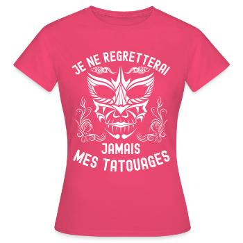 tatouages 1 - T-shirt Femme - rose azalée - Devant - AI Model Female 172 dark (172cm)