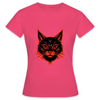 Tête de chat - T-shirt Femme - rose azalée - Devant - AI Model Female 172 dark (172cm)