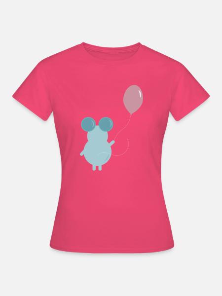 MOUSE HOLDING A BALLOON ILLUSTRATION - Frauen T-Shirt - Azalea