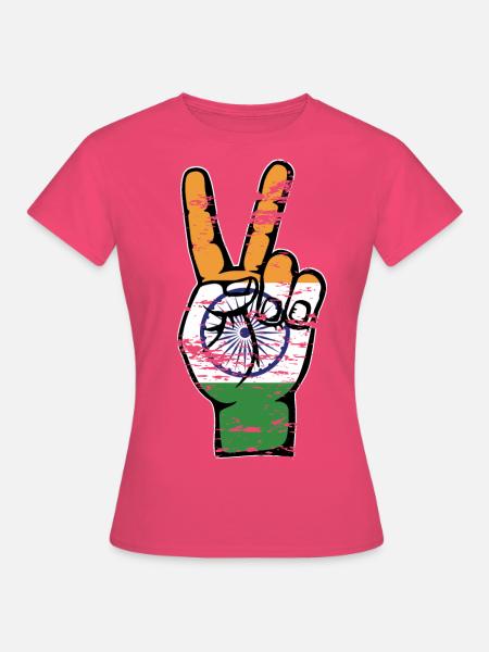Indien Flagge Frieden Victory Symbol used - Frauen T-Shirt - Azalea