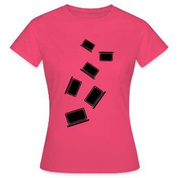 Ordinateur portable Pc Office - T-shirt Femme - rose azalée - Devant - AI Model Female 172 dark (172cm)