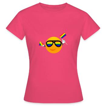 SMILE EMOTICONE LGBTQ - T-shirt Femme - rose azalée - Devant - AI Model Female 172 dark (172cm)