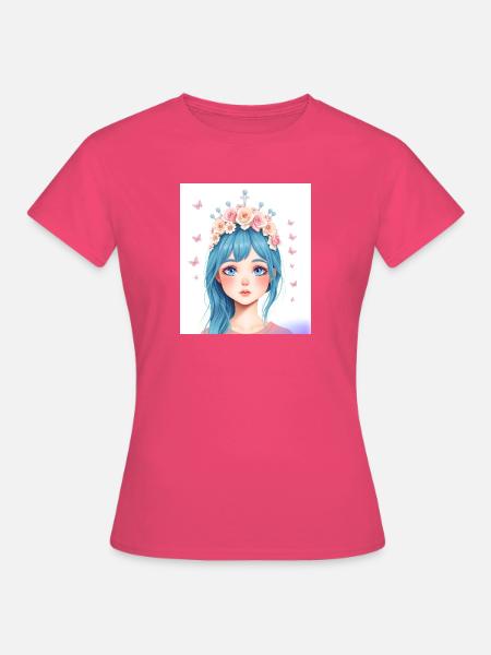 Blauhaar Mädchen mit Blumenkranz - Frauen T-Shirt - Azalea