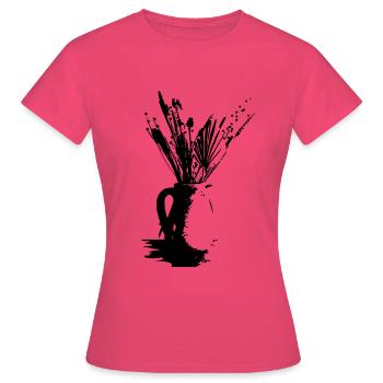 getrocknete Blumensilhouette in Vase - Frauen T-Shirt - Azalea - Vorne - AI Model Female 172 dark (172cm)