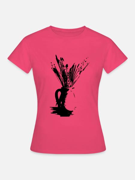 getrocknete Blumensilhouette in Vase - Frauen T-Shirt - Azalea