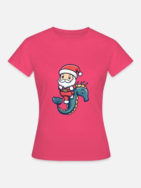 Seepferd Weihnachtsmann - Frauen T-Shirt - Azalea