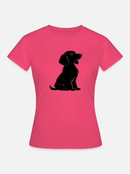 Dackel Hund macht sitz silhouette schwarz haustier - Frauen T-Shirt - Azalea