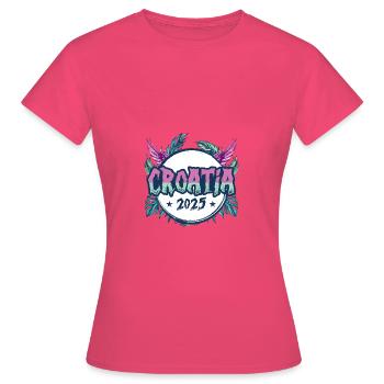Jours fériés Croatie 2025 - T-shirt Femme - rose azalée - Devant - AI Model Female 172 dark (172cm)