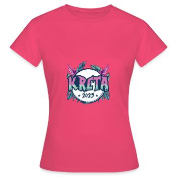 Jours fériés Crète 2025 - T-shirt Femme - rose azalée - Devant - AI Model Female 172 dark (172cm)
