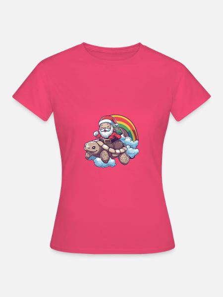 Schildkröte Weihnachtsmann Regenbogen - Frauen T-Shirt - Azalea
