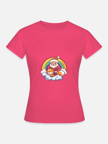 Fuchs Weihnachtsmann Regenbogen - Frauen T-Shirt - Azalea