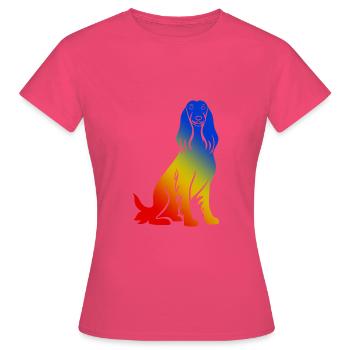 Chien Courant Afghan Coloré - T-shirt Femme - rose azalée - Devant - AI Model Female 172 dark (172cm)