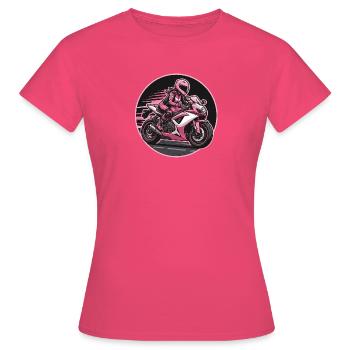 Un pilote rose sur une moto sportive - T-shirt Femme - rose azalée - Devant - AI Model Female 172 dark (172cm)