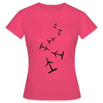 Windrad Silhouette - Frauen T-Shirt - Azalea - Vorne - AI Model Female 172 dark (172cm)
