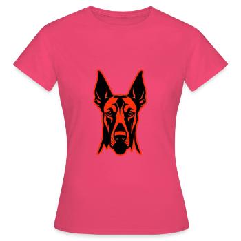 Tête de chien Doberman - T-shirt Femme - rose azalée - Devant - AI Model Female 172 dark (172cm)