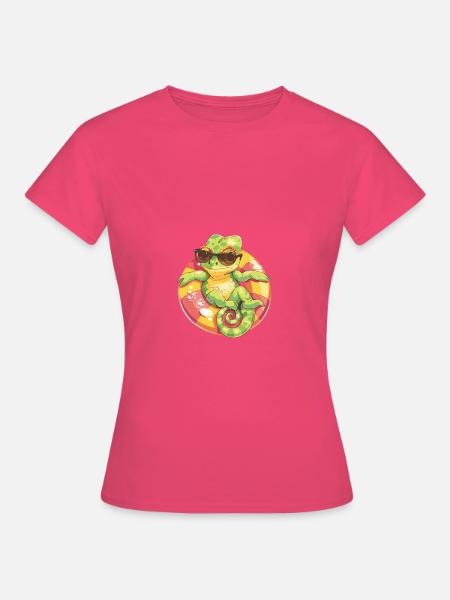Chameleon Comic Cool - Frauen T-Shirt - Azalea