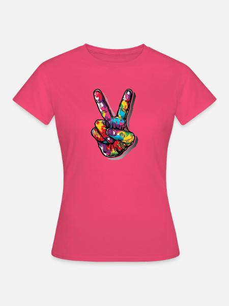 Peace Graffiti Handzeichen sprayer - Frauen T-Shirt - Azalea