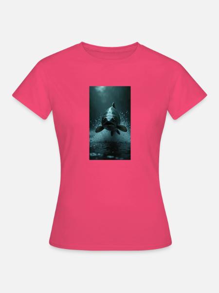 Ein springender Lachs (Fisch) - Frauen T-Shirt - Azalea