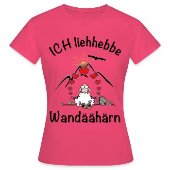 Wandern Schaf lustig geschrieben - Frauen T-Shirt - Azalea - Vorne - AI Model Female 172 dark (172cm)