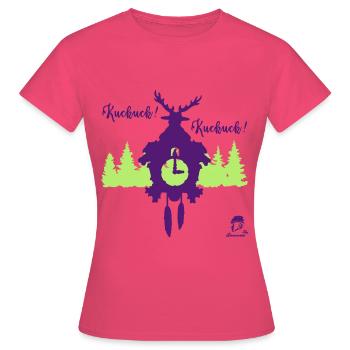 Kuckuck...Kuckuck... Kuckucksuhr mit Hirschgeweih - Frauen T-Shirt - Azalea - Vorne - AI Model Female 172 dark (172cm)
