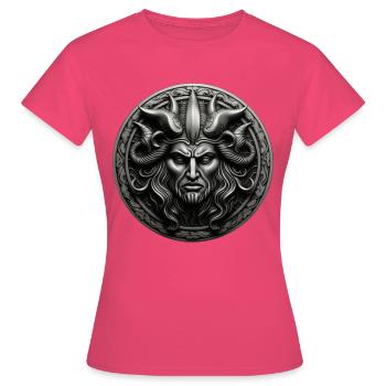 Figure mythologique Divinité cornante - T-shirt Femme - rose azalée - Devant - AI Model Female 172 dark (172cm)