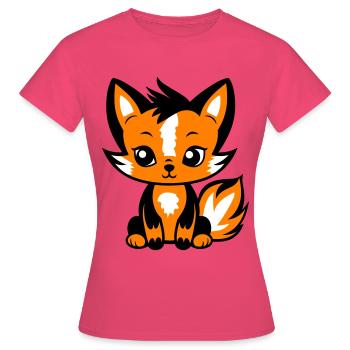 Renard Animal Bébé - T-shirt Femme - rose azalée - Devant - AI Model Female 172 dark (172cm)