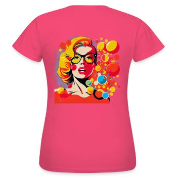 Retro Pop Art Frau mit Brille und bunten Punkten - Frauen T-Shirt - Azalea - Hinten - AI Model Female 172 dark (172cm)