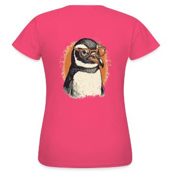 Pingouin ringard avec des lunettes orange - T-shirt Femme - rose azalée - Dos - AI Model Female 172 dark (172cm)