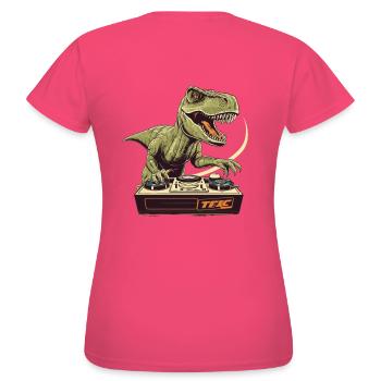 Cool T-Rex DJ avec table de mixage et station de boucle - T-shirt Femme - rose azalée - Dos - AI Model Female 172 dark (172cm)