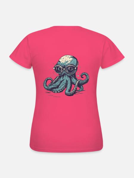 Nerdy Comic Oktopus mit Brille - Frauen T-Shirt - Azalea