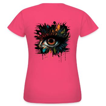 Psychedelisches Auge mit bunten Airbrush Details - Frauen T-Shirt - Azalea - Hinten - AI Model Female 172 dark (172cm)
