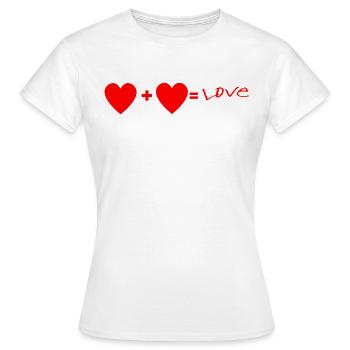 Coeur+ Coeur= Love - T-shirt Femme - blanc - Devant - AI Model Female 172 dark (172cm)