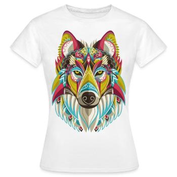 loup de couleur - T-shirt Femme - blanc - Devant - AI Model Female 172 dark (172cm)