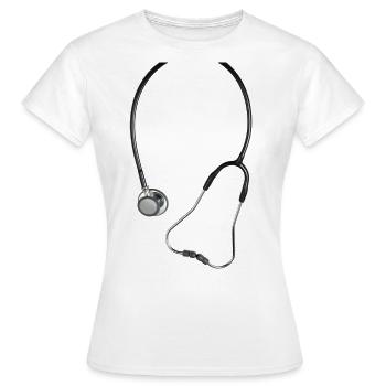 Realistischer Stethoskop - Frauen T-Shirt - Weiß - Vorne - AI Model Female 172 dark (172cm)