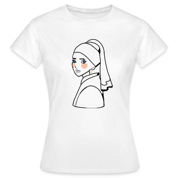 The Girl with a Pearl Earring - Women's T-Shirt - white - Front - AI Model Female 172 dark (172cm)