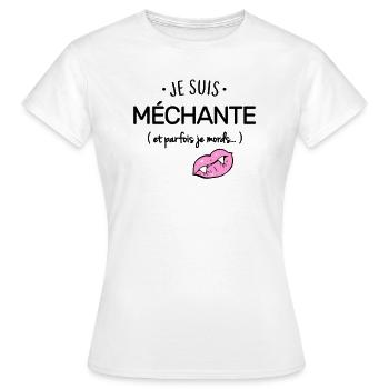 Je suis méchante et parfois je mords - T-shirt Femme - blanc - Devant - AI Model Female 172 dark (172cm)