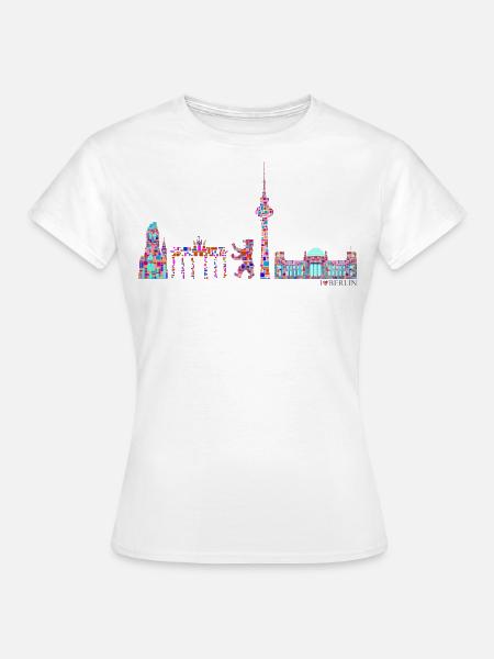 Berlin T-Shirt - Berlin Skyline Shirt - I Love - Frauen T-Shirt - Weiß