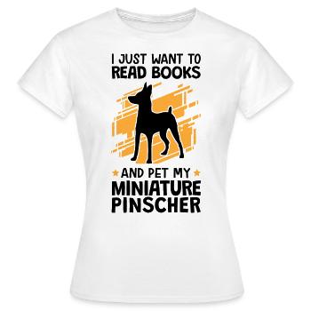 Coup de Pinscher nain et lecture de Pinscher - T-shirt Femme - blanc - Devant - AI Model Female 172 dark (172cm)