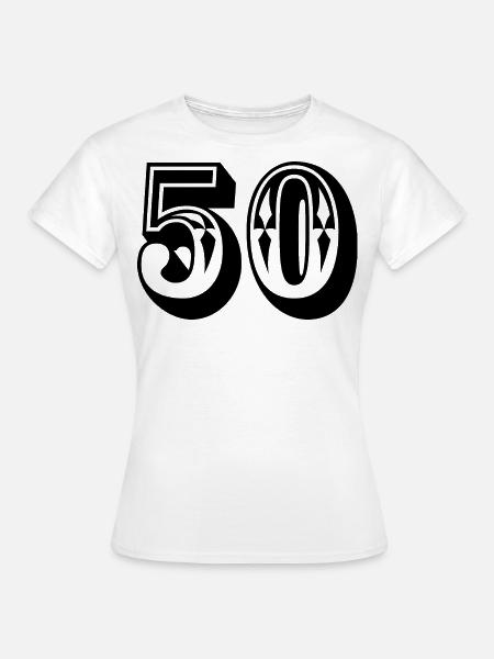 Número 50 años cumpleaños Felicidades - Camiseta mujer - blanco